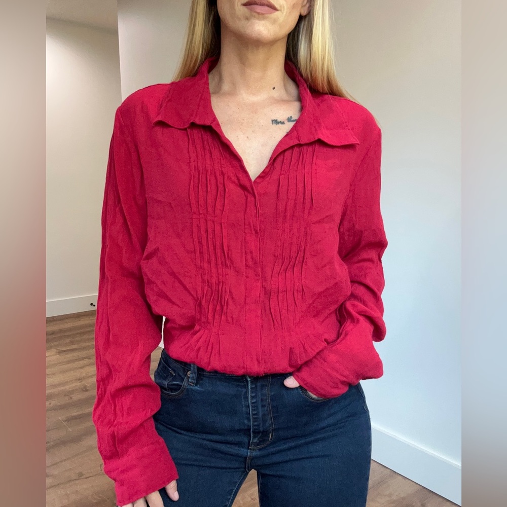 Coldwater creek Easy Care Pintuck Shirt in Red - Size 1X